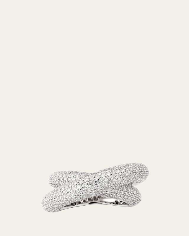 18K White Gold Infinity Loop Full Pave Statement Ring with Diamonds
